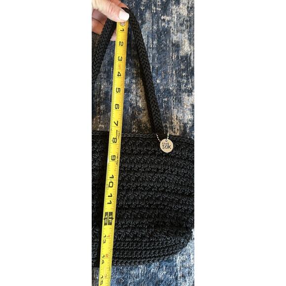 The Sak Crochet Mini Handbag Shoulder Purse Black Vintage Retro Granny Boho EUC - Picture 6 of 7
